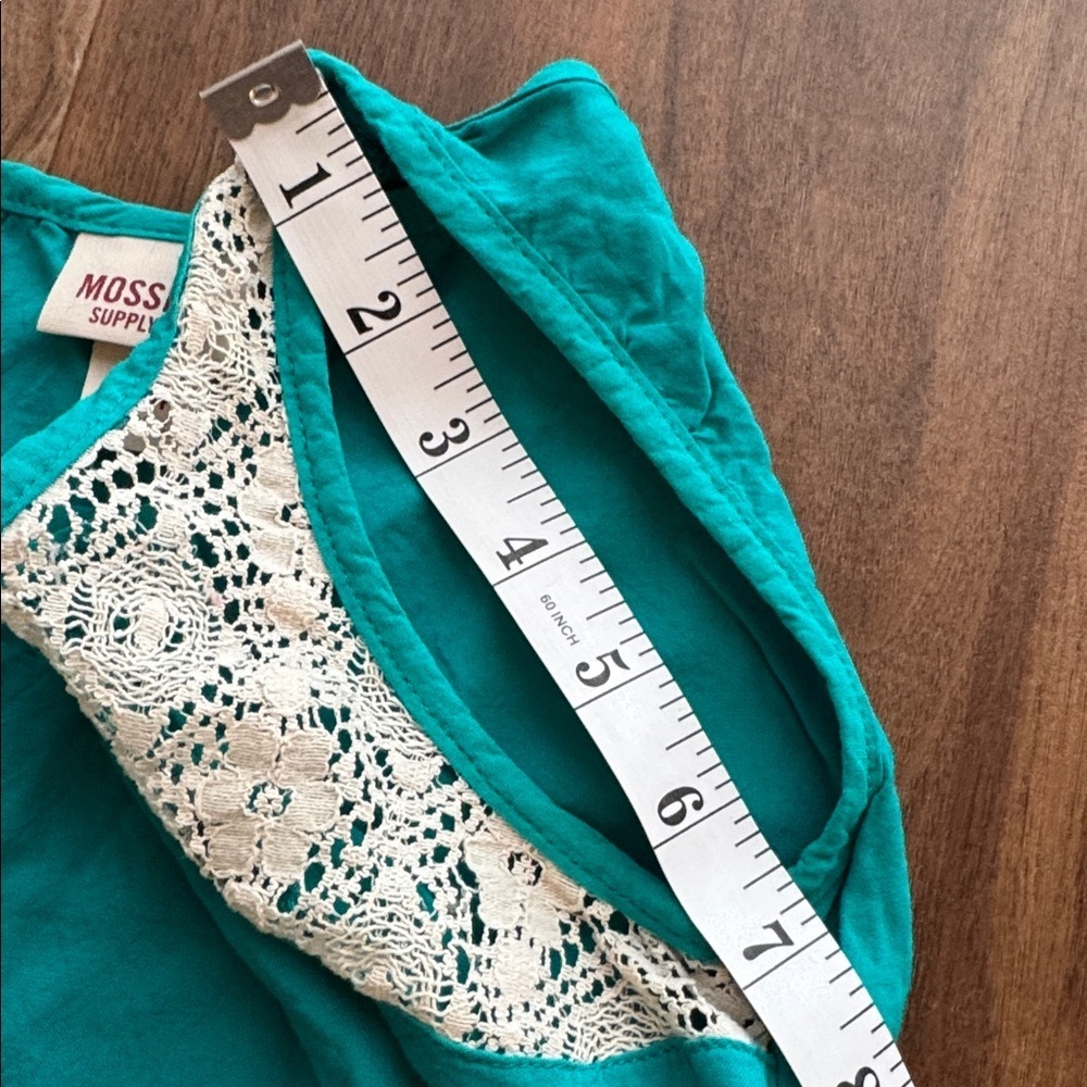 Mossimo Teal Lace Strap Tank Boho Y2K Flowy Summer Casual Camisole Lightweight - Picture 7 of 9